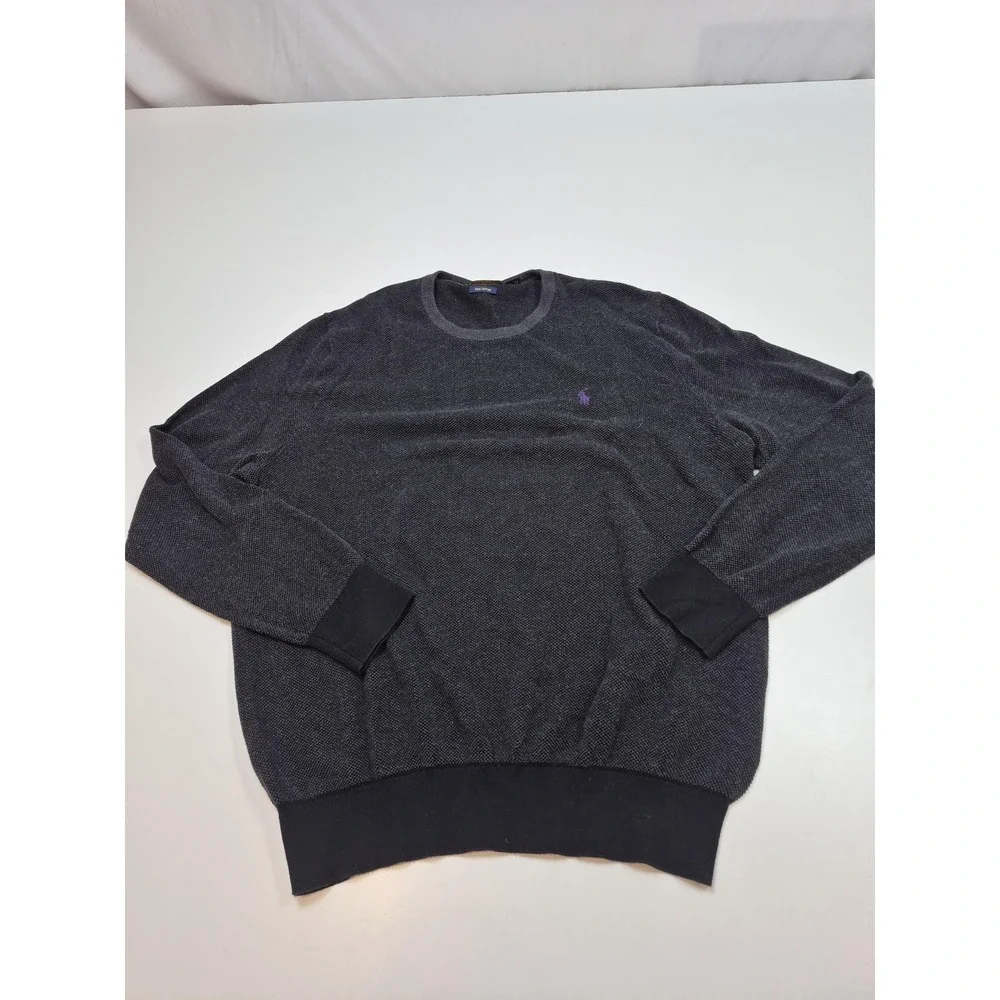 Polo Ralph Lauren Sweater Mens Large Gray Pima Cotton Crewneck Knit Pullover